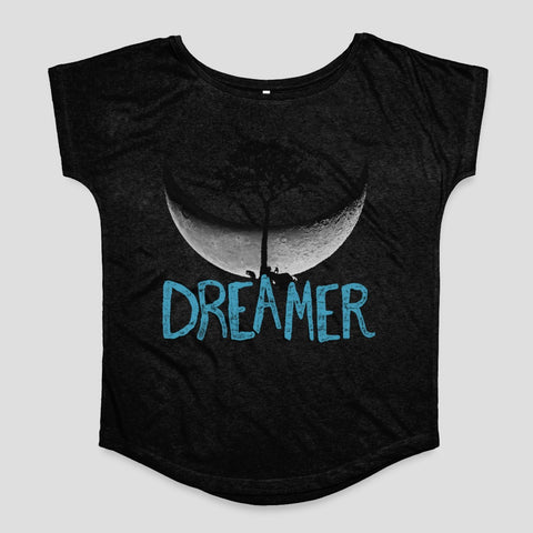 Dreamer Graphic Tee with Moon and Tree Artwork