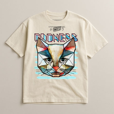Unique Geometric Cat Design Graphic T-Shirt