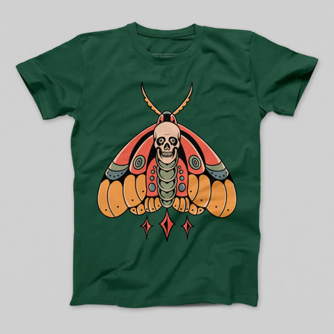 Skull Moth Graphic Design Green T-Shirt product