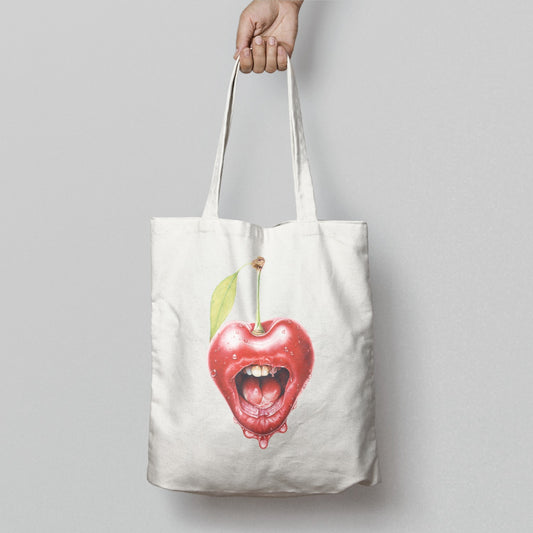 Unique Cherry Mouth Design Tote Bag Product