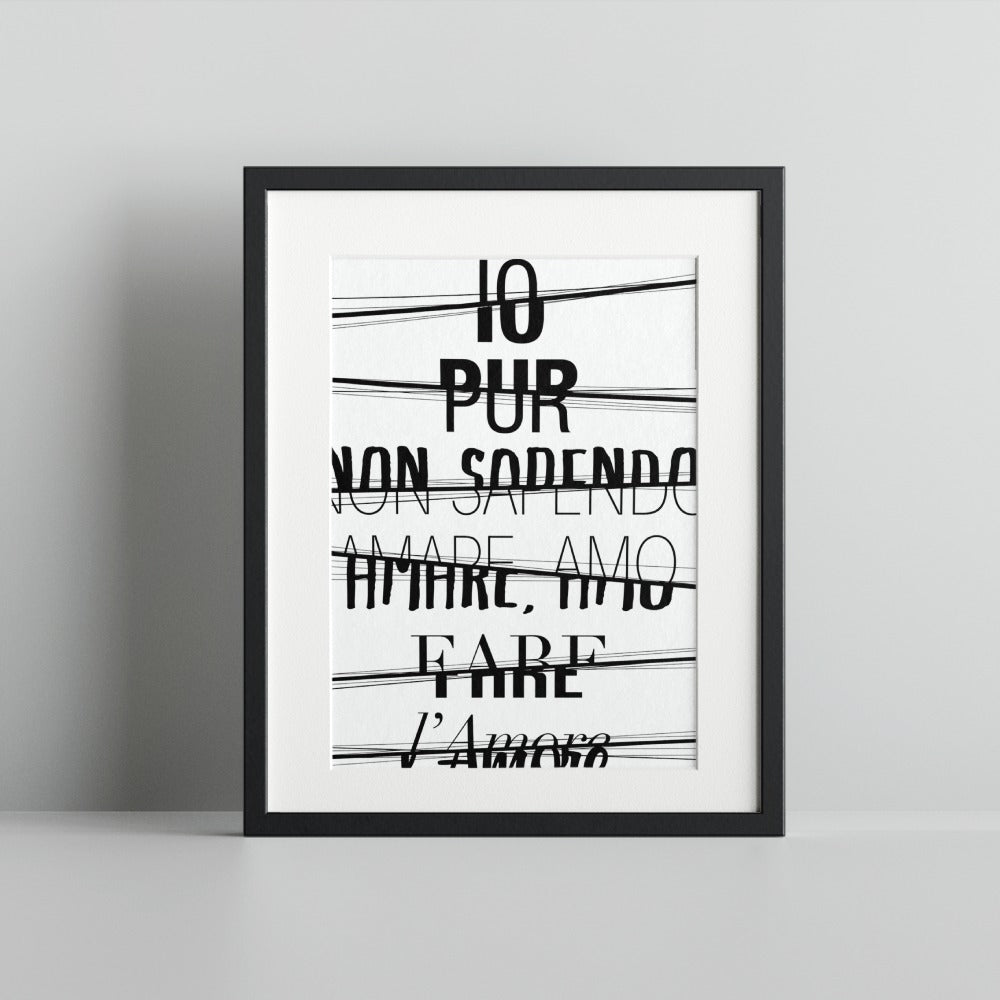 Italian Inspirational Quote Black And White Wall Art