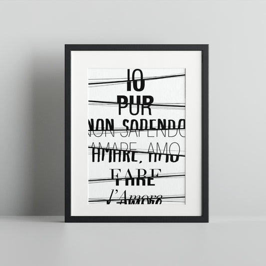 Italian Inspirational Quote Black And White Wall Art