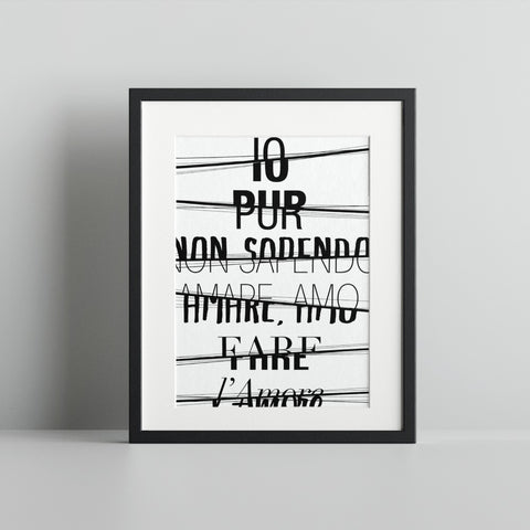Italian Inspirational Quote Black And White Wall Art