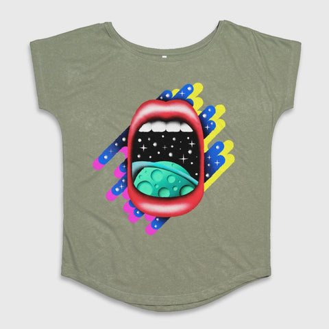 Mouth and Cosmic Design Green Loose-fit Top