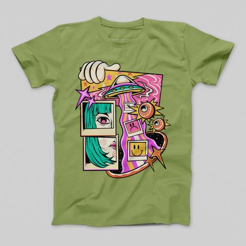 Alien Invasion Pop Art Graphic T-shirt