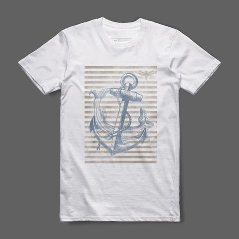 Nautical Anchor and Stripes Graphic T-Shirt