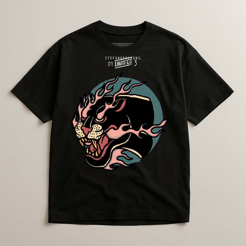 Limited Edition Black Graphic Panther Design Shirt