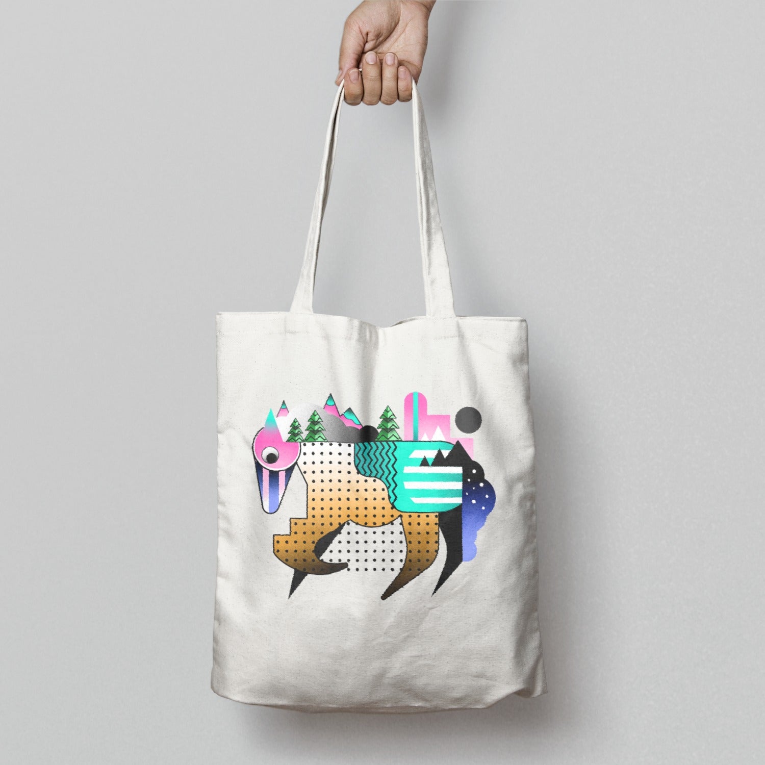 Colorful Abstract Animal Design Canvas Tote Bag