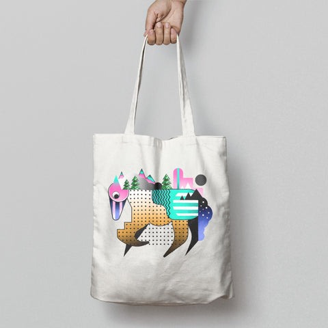 Colorful Abstract Animal Design Canvas Tote Bag