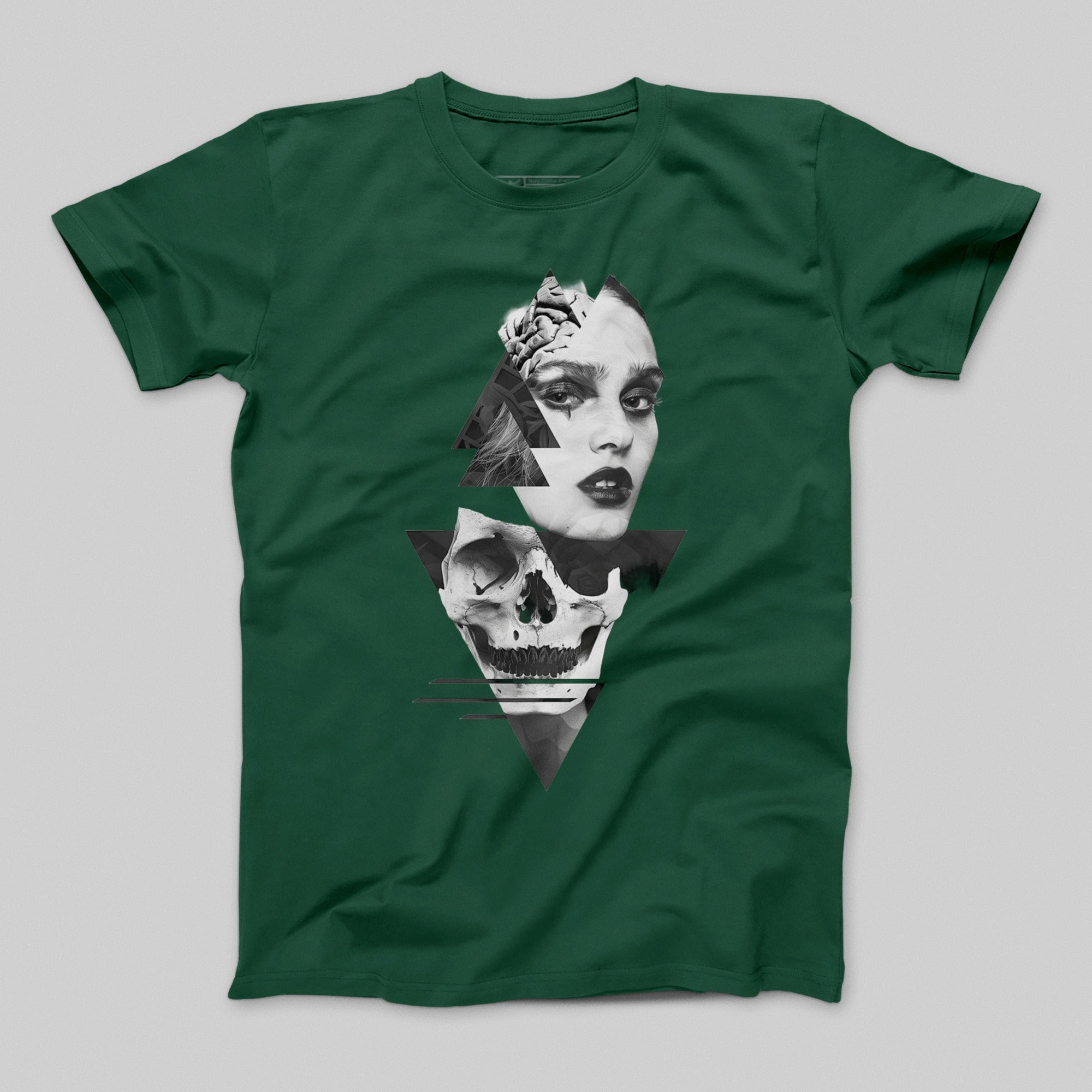 Artistic Skull and Woman Design Graphic T-Shirt
