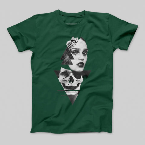 Artistic Skull and Woman Design Graphic T-Shirt