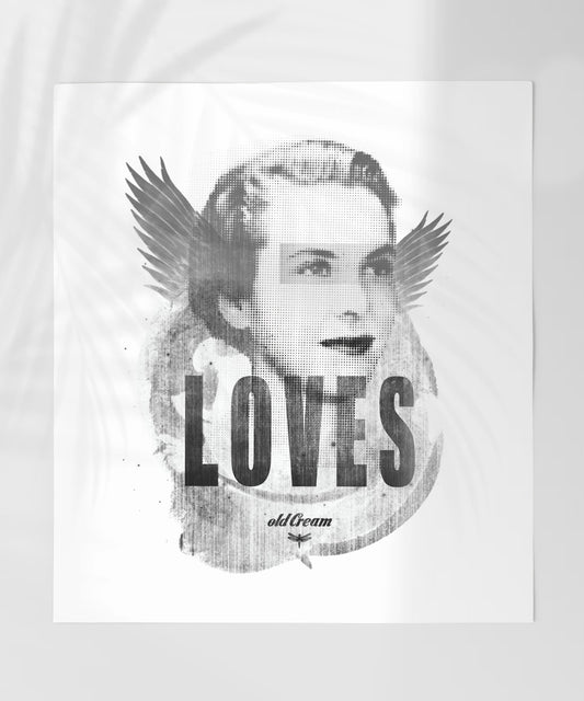 Artistic Old Cream Loves with Wings Poster Decor