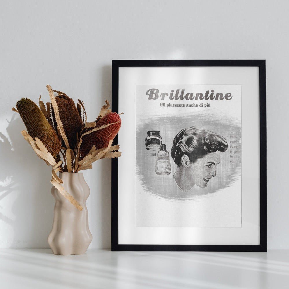Vintage Brillantine Hair Advertisement Framed Print