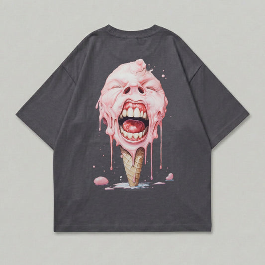 Melted Strawberry Scream Face Graphic Design Gray product type