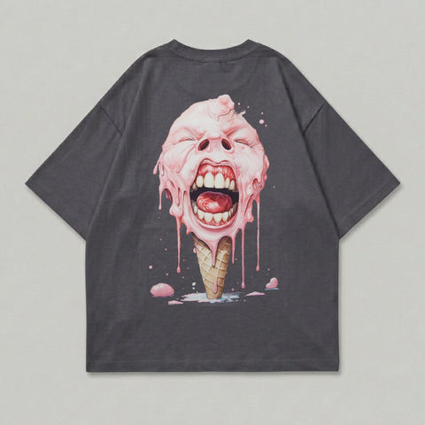 Melted Strawberry Scream Face Graphic Design Gray product type