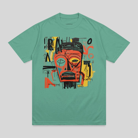 Vibrant Abstract Mask Art Motif Teal T-shirt product type