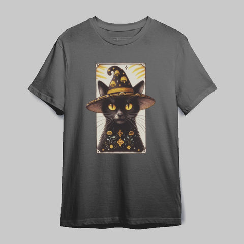 Enchanting Black Cat with Witch Hat Graphic Tee Product