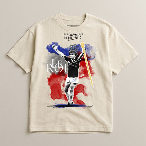 T-shirt featuring a watercolor illustration of a king wearing a crown and holding a scepter.