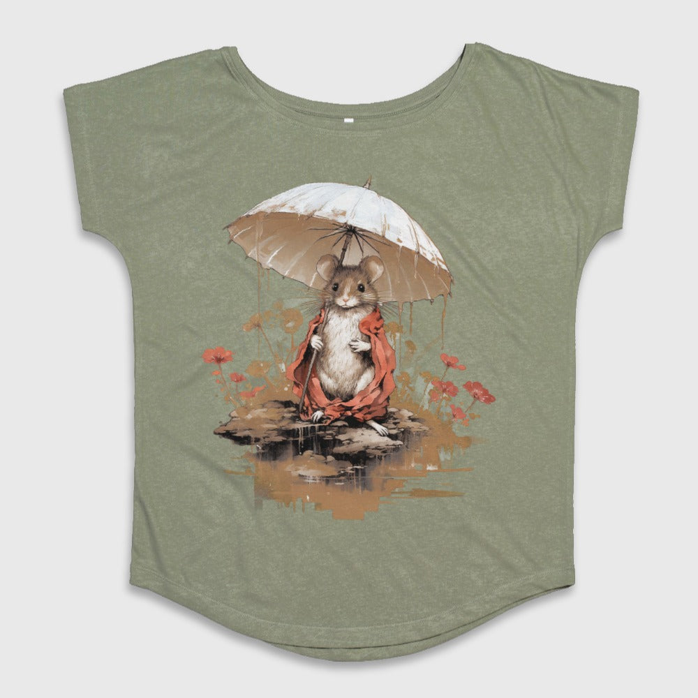 Cute Mouse with Umbrella Graphic Design Shirt Product