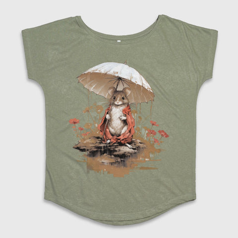 Cute Mouse with Umbrella Graphic Design Shirt Product
