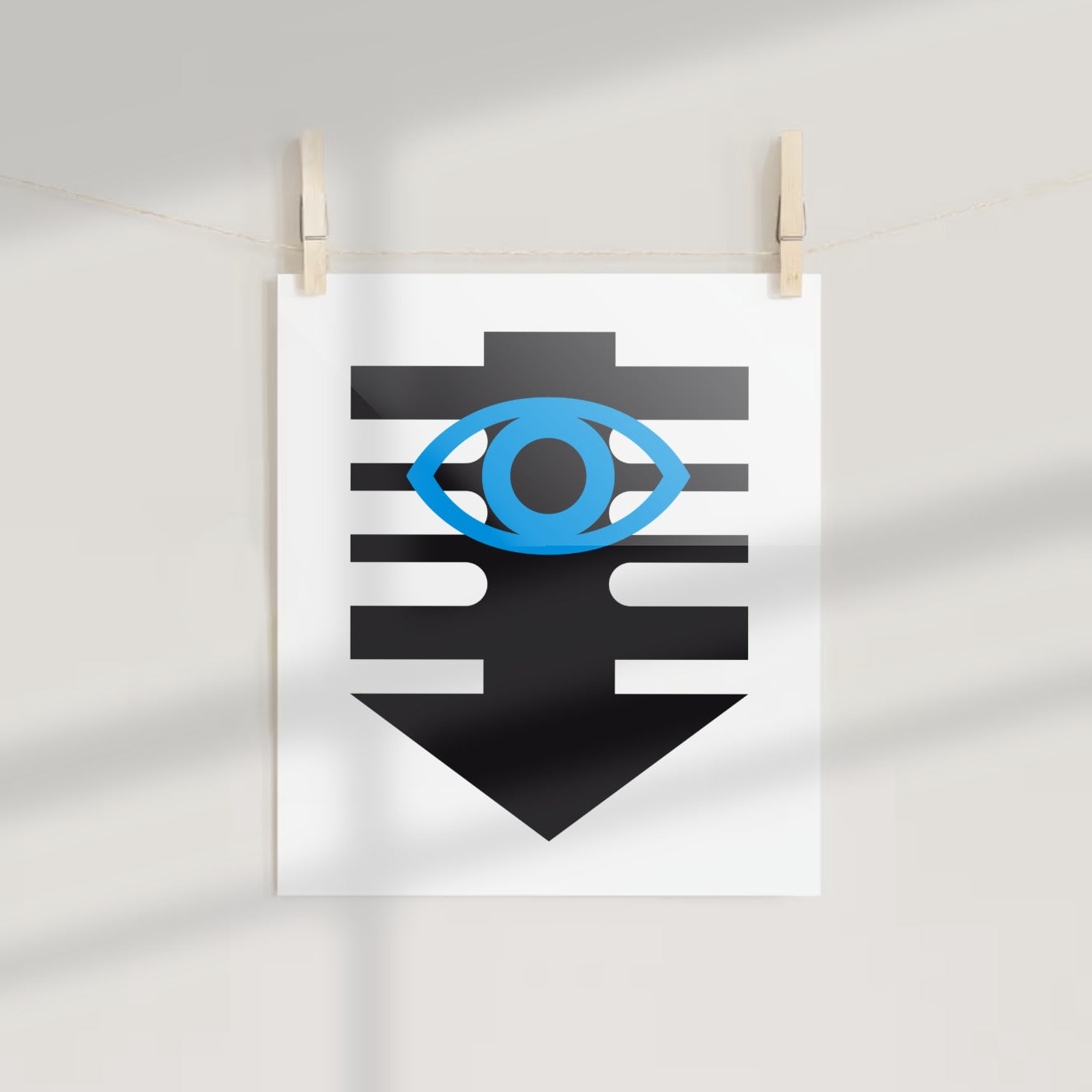 Abstract Black and Blue Eye Geometric Art Print