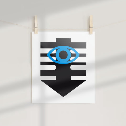 Abstract Black and Blue Eye Geometric Art Print