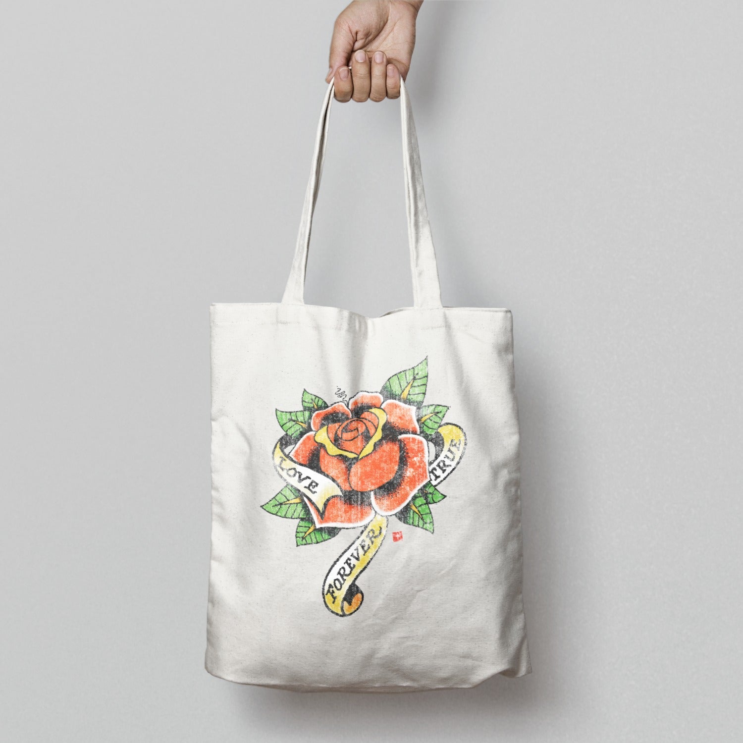Forever True Love Rose Tote Bag Floral Design