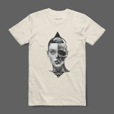 Half Face Brain and Skull Graphic Tee