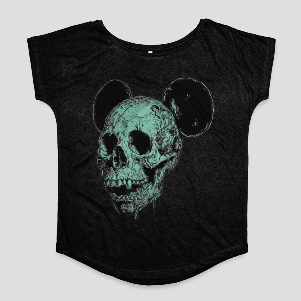 Skull with Mouse Ears Graphic Black T-Shirt