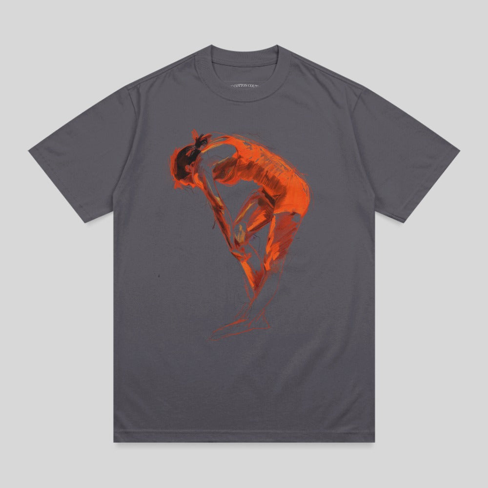 Abstract Bending Figure Orange Charcoal Grey Artistic Sketch product type