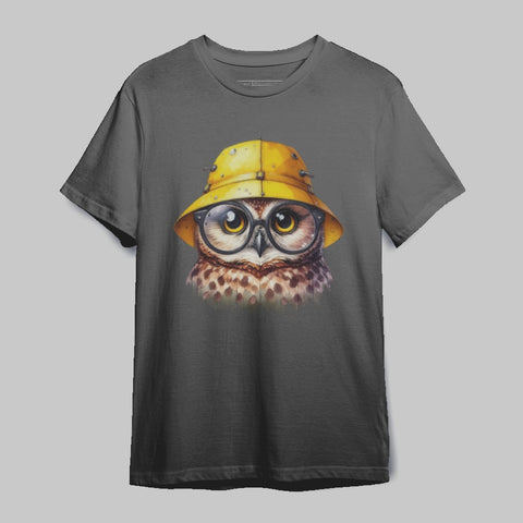 Owl with Yellow Hat T-Shirt Graphic Fashion Apparel