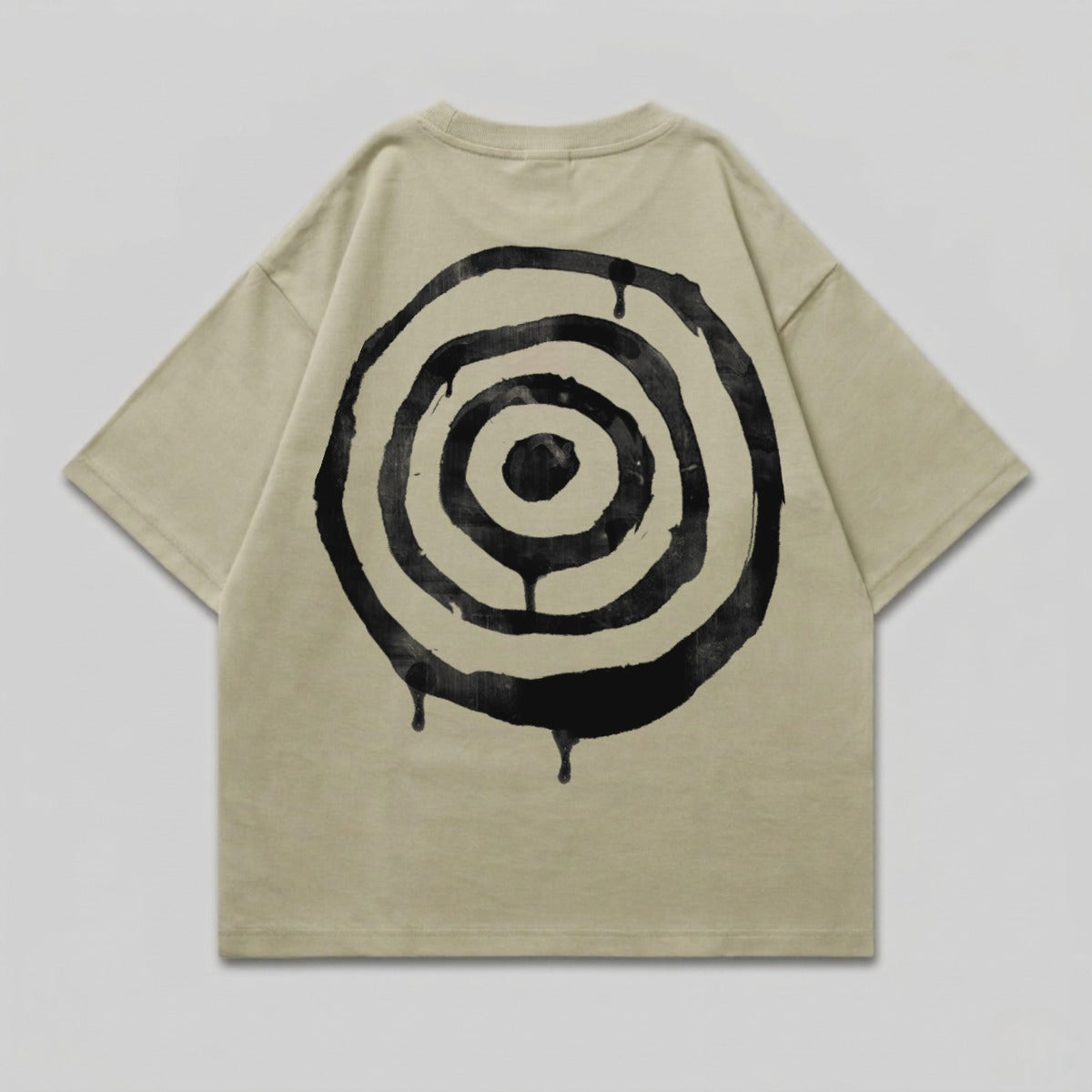 Black dripping target circle design beige product type