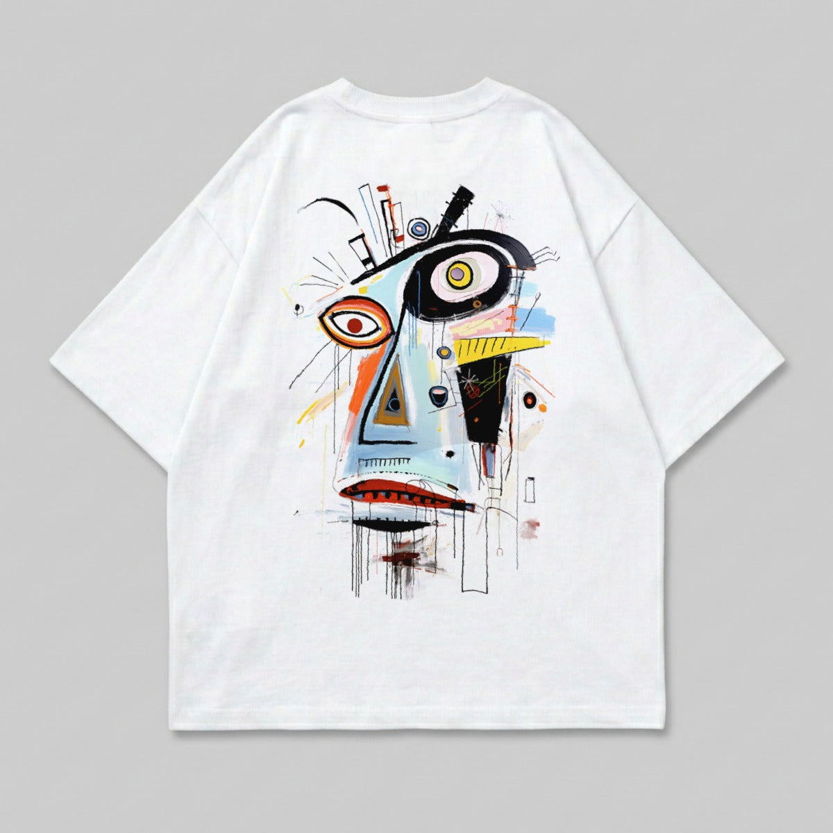 Abstract Art Face Graphic Back Print White T-Shirt product type