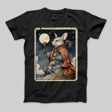 Enchanted White Rabbit Holding Moon Magical T-Shirt
