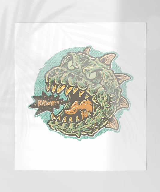 Rawr Dinosaur with Spikes Circular Design Poster