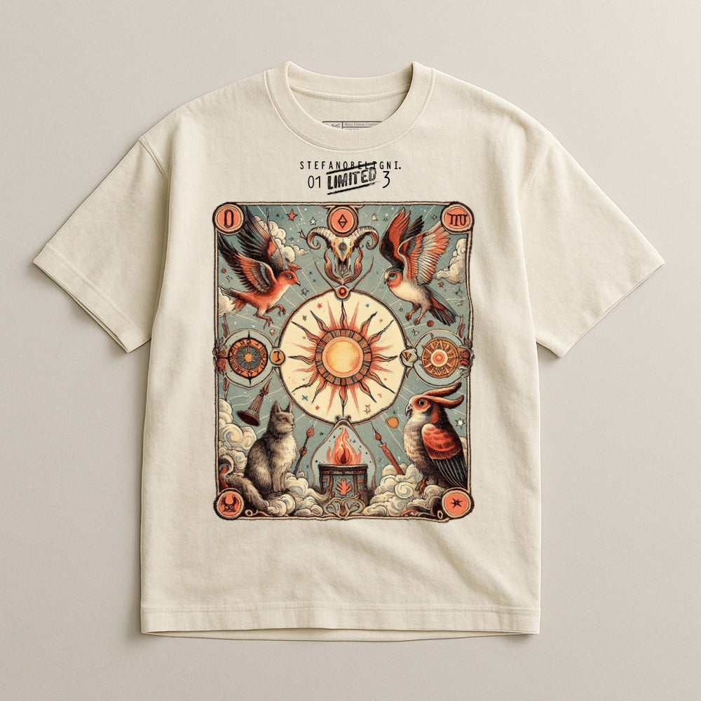 Vintage Animal and Sun Graphic Design Shirt