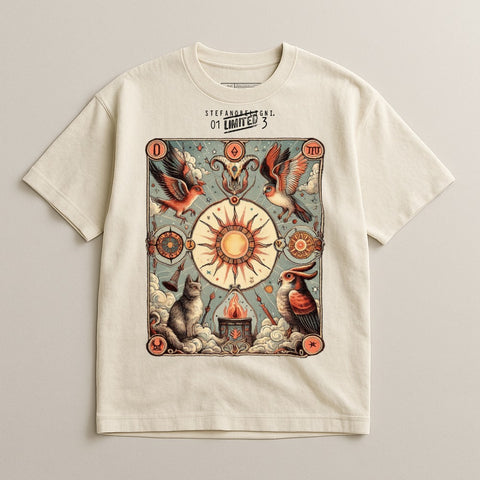 Vintage Animal and Sun Graphic Design Shirt