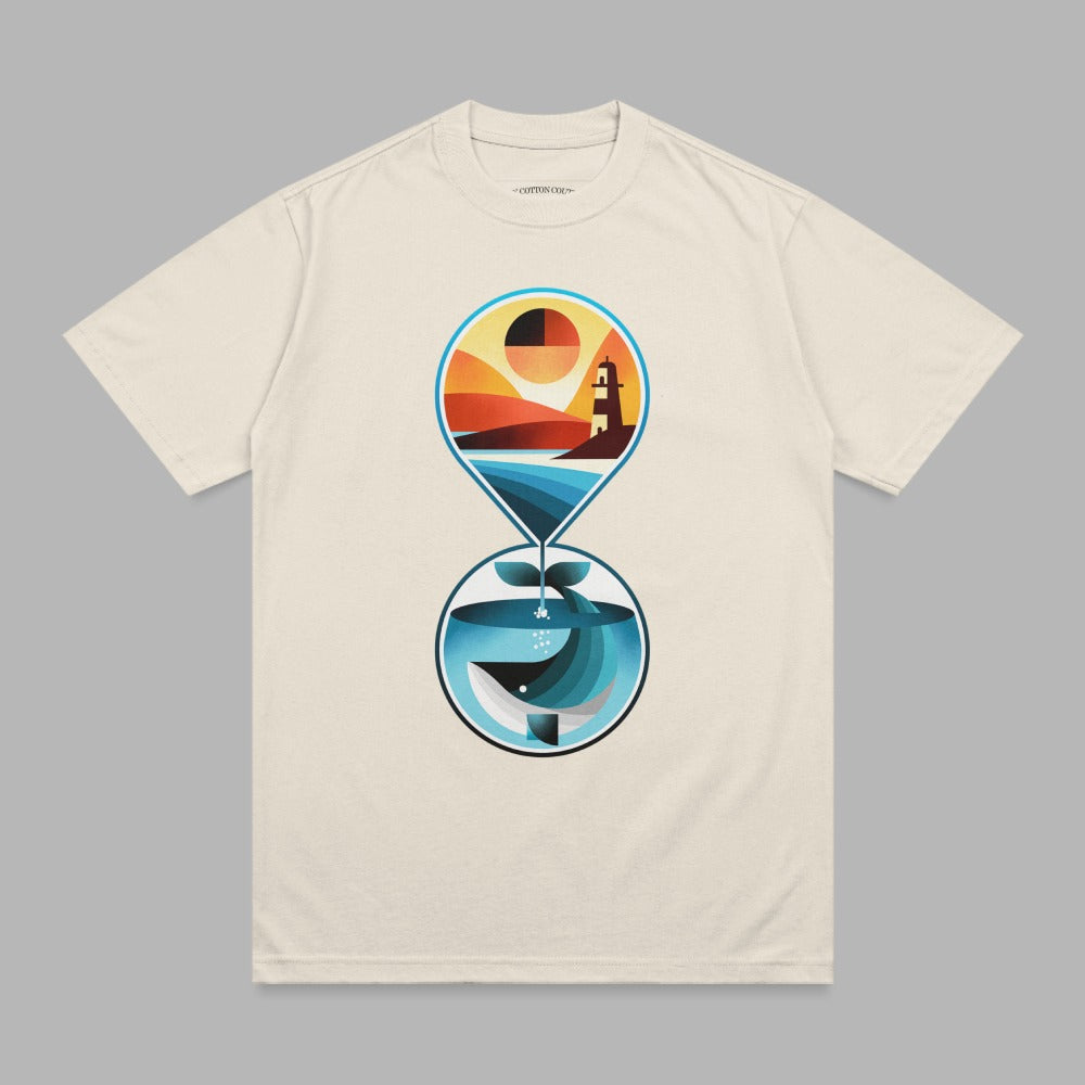 Lighthouse Ocean Whale Geometric Hourglass Art product type
