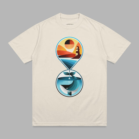 Lighthouse Ocean Whale Geometric Hourglass Art product type