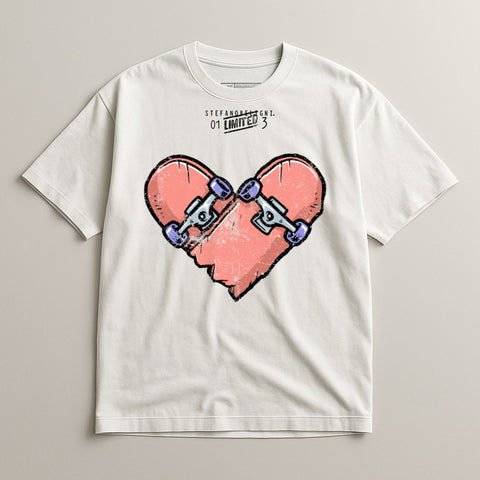 Limited Edition Skateboard Heart Graphic T-shirt