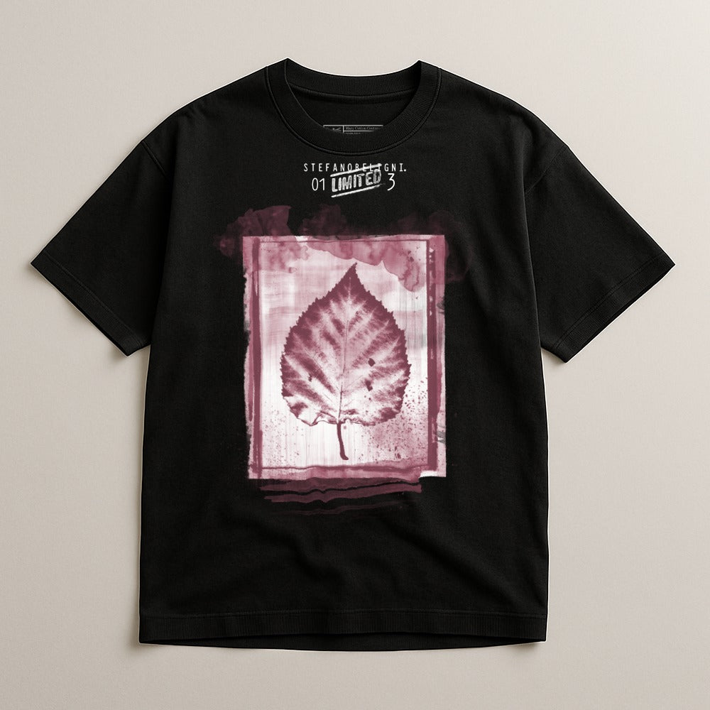 Artful Abstract Leaf Print Graphic Tee