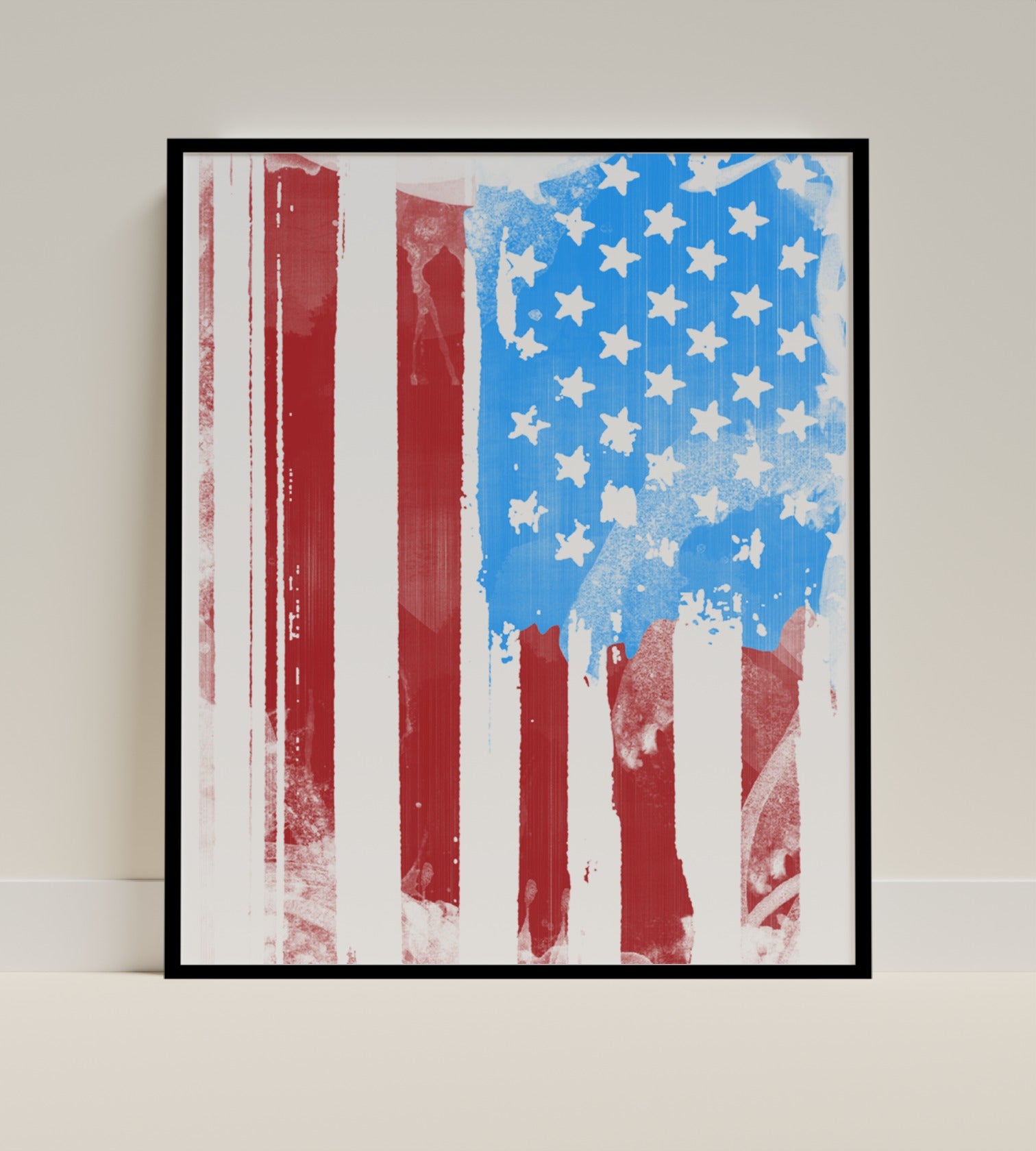 Modern American Flag Wall Art Print for Home Decor