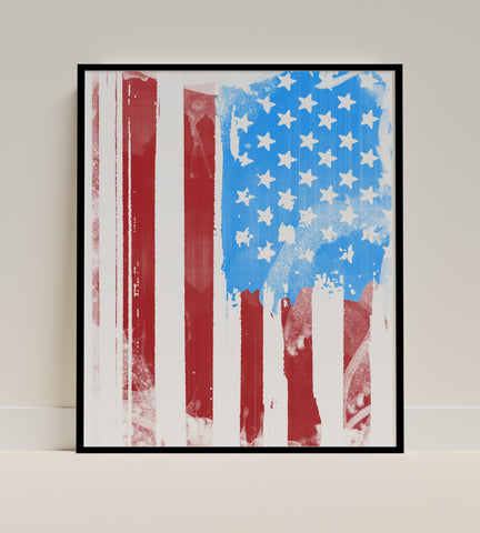 Modern American Flag Wall Art Print for Home Decor