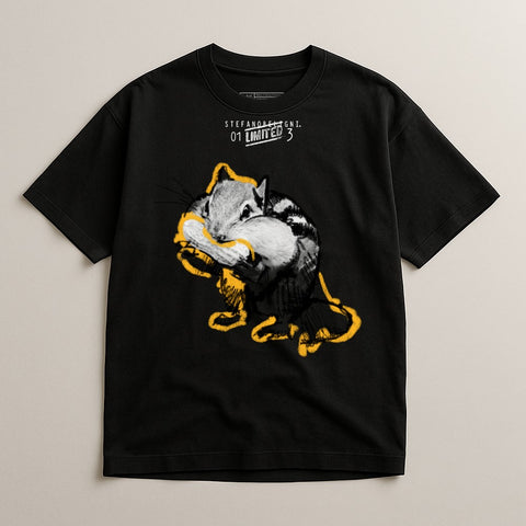 Limited Edition Chipmunk Graphic Black T-Shirt
