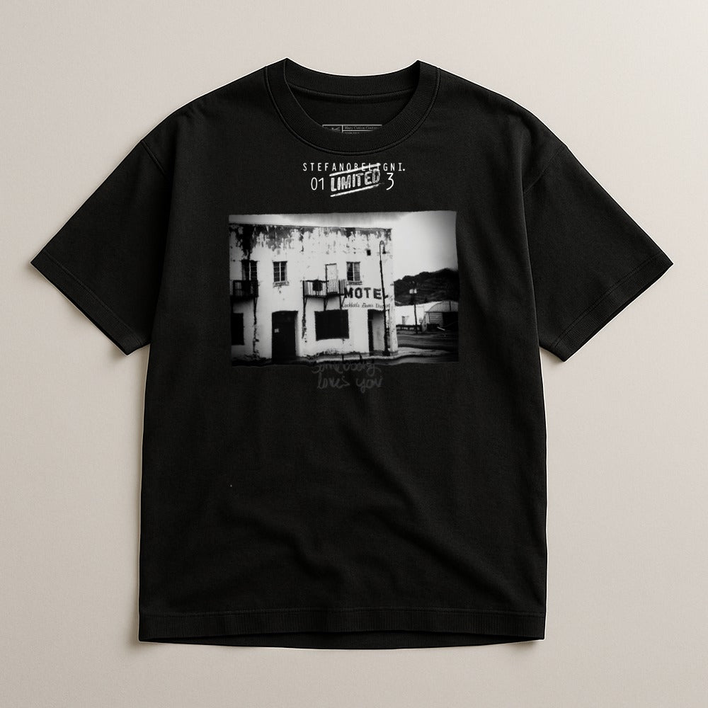 Stunning black t-shirt with unique artistic design
