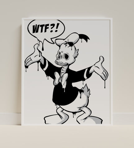 WTF Skeleton Duck Art Print Poster for Home Decor