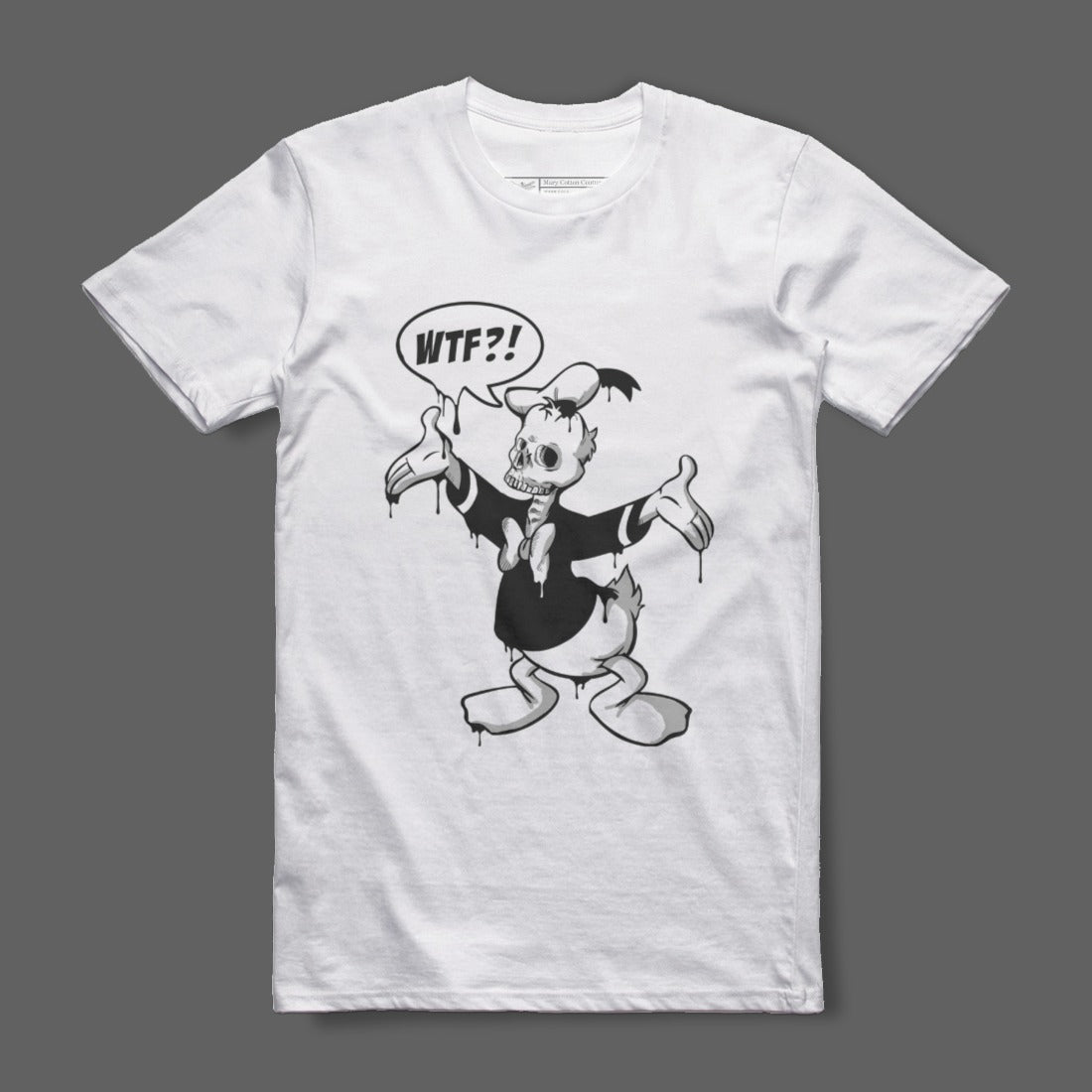 WTF Skeletal Cartoon Character Graphic T-Shirt