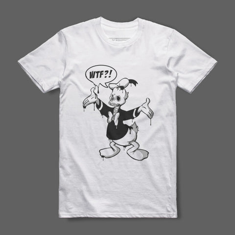 WTF Skeletal Cartoon Character Graphic T-Shirt