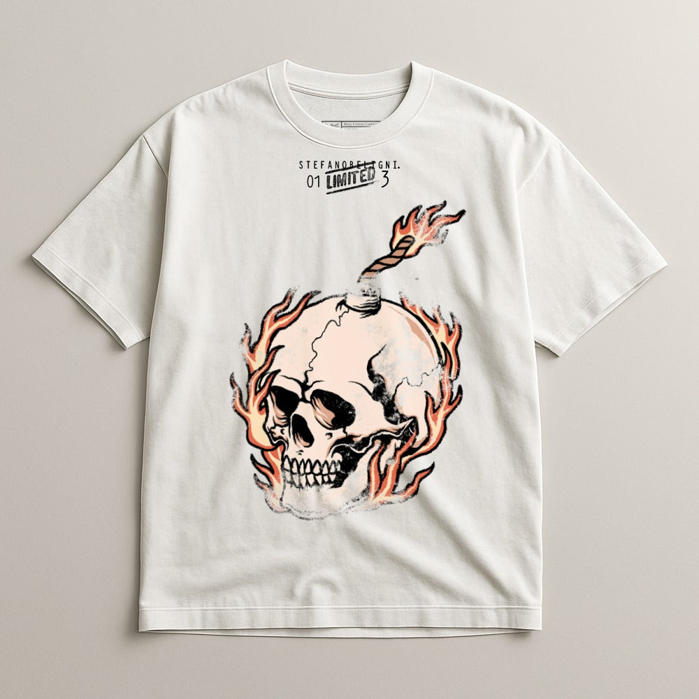 Flaming Skull Graphic Print Short Sleeve product
