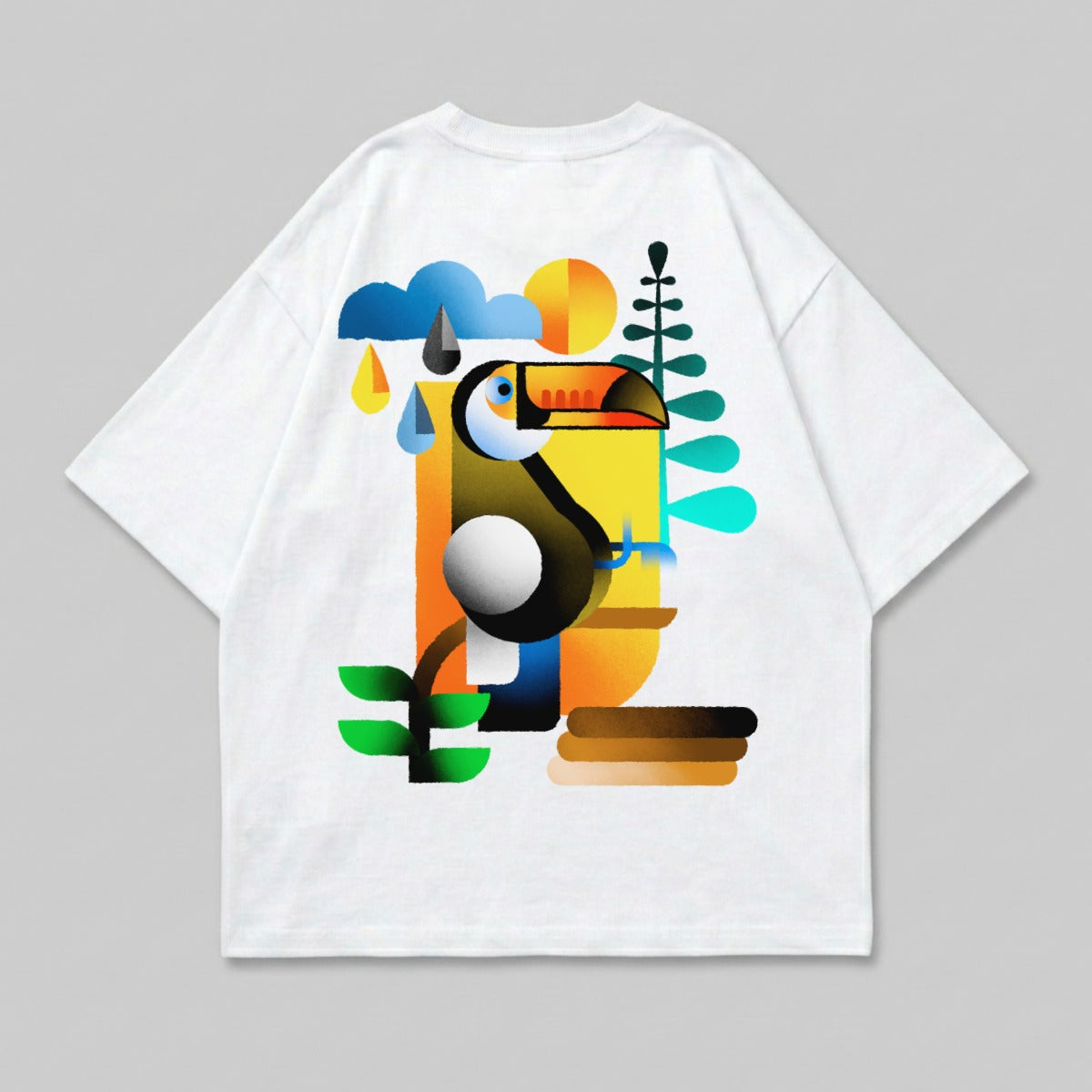 Abstract Toucan Bird Vibrant Geometric Design White product type
